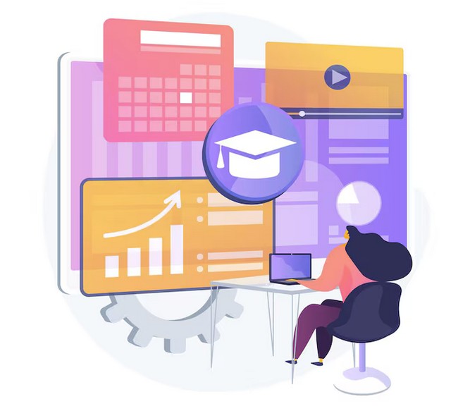 Illustration of digital learning analytics dashboard